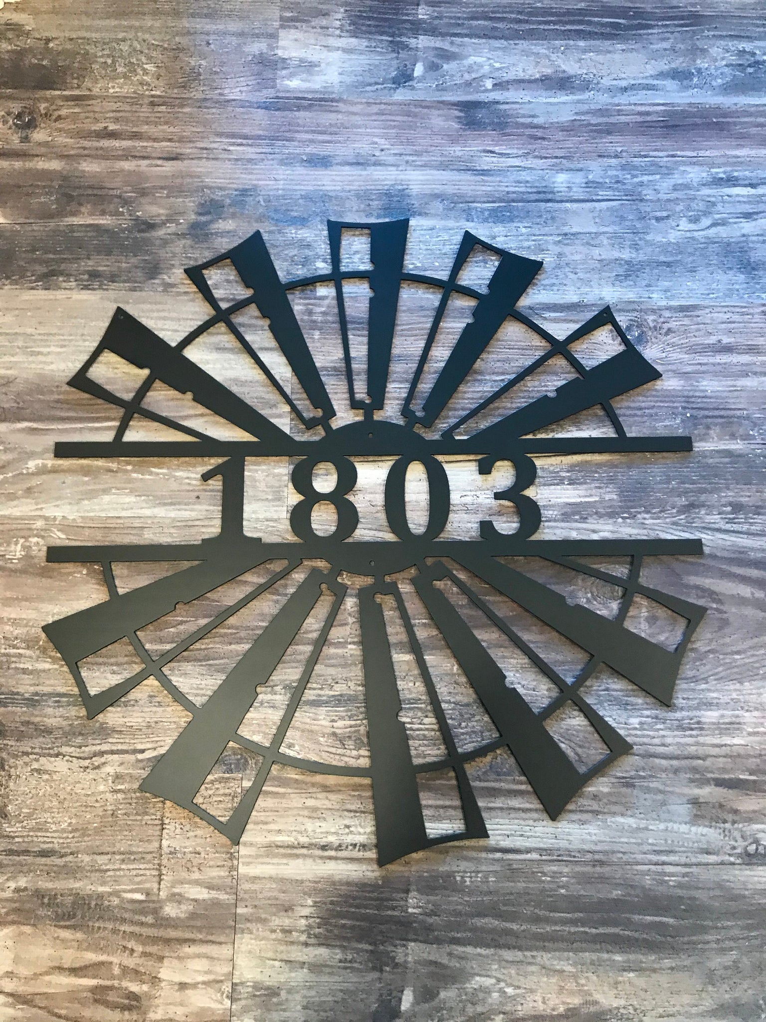 Personalized Windmill Metal Monogram Sign: Powder Coated Steel Wall Decor