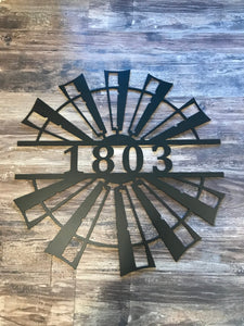 Personalized Windmill Metal Monogram Sign: Powder Coated Steel Wall Decor