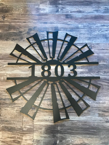 Personalized Windmill Metal Monogram Sign: Powder Coated Steel Wall Decor