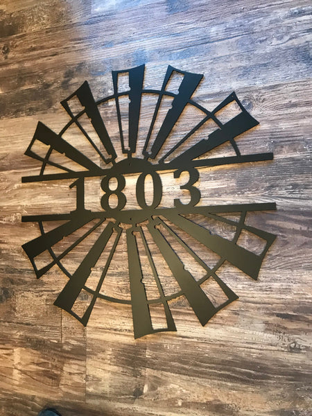 Personalized Windmill Metal Monogram Sign: Powder Coated Steel Wall Decor