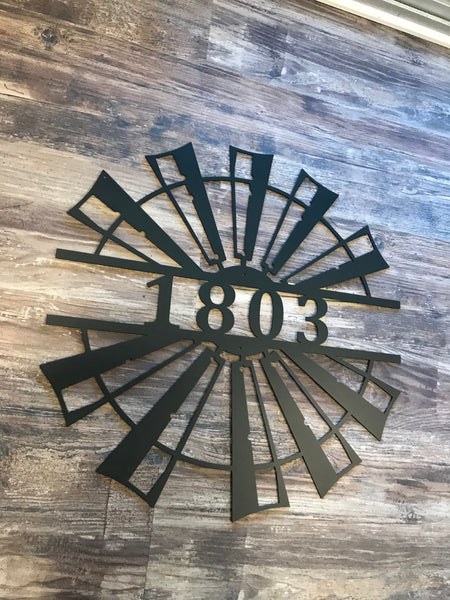 Personalized Windmill Metal Monogram Sign: Powder Coated Steel Wall Decor