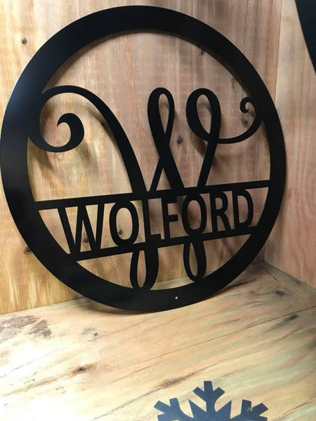 Personalized Metal Monogram Sign: Family Name, Front Door Decor