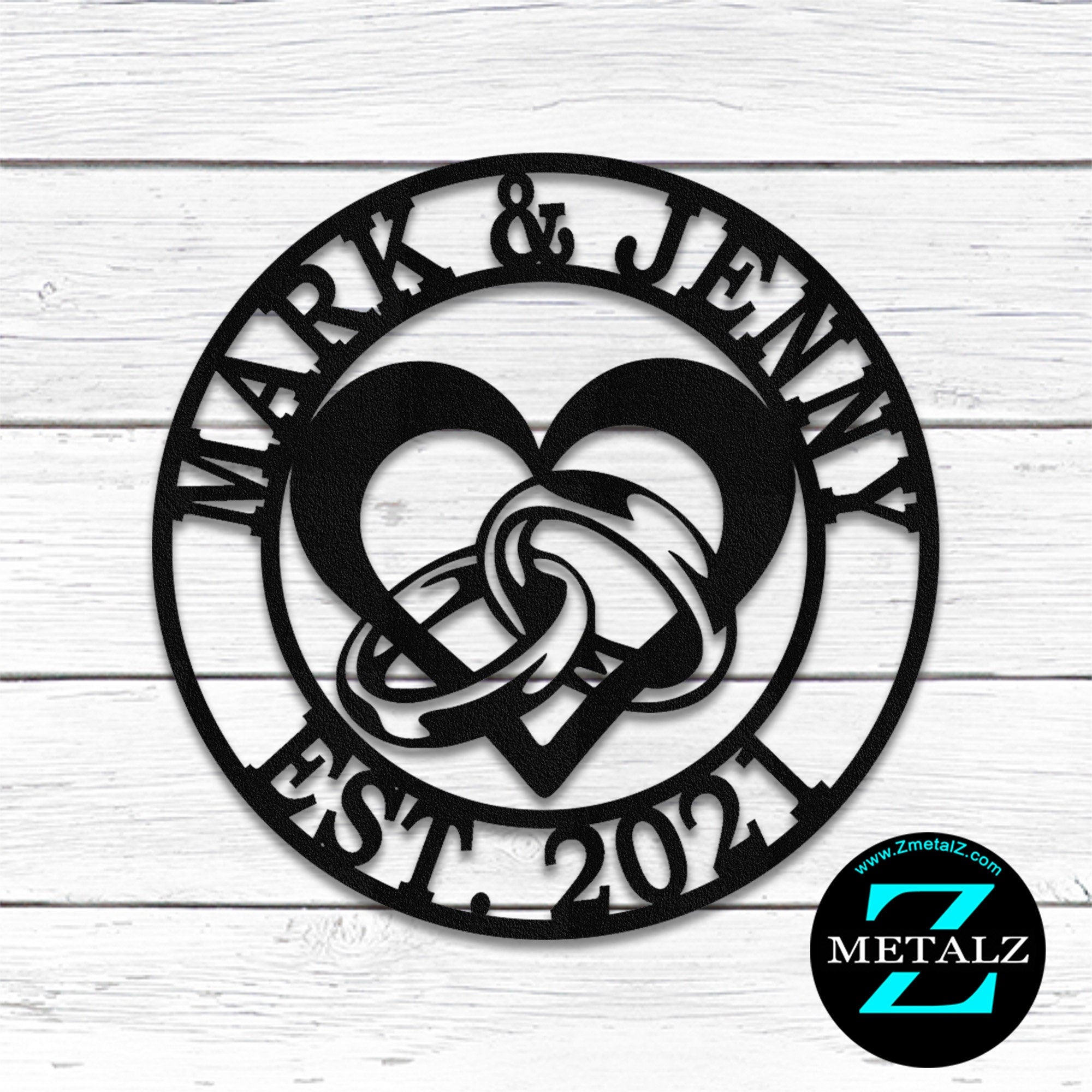 Custom Metal Wedding Sign: Personalized Monogram, Established Date