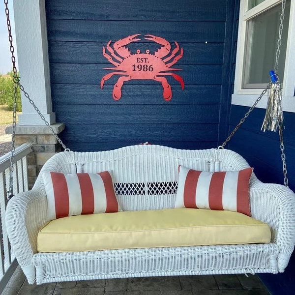 Crab metal art Chesapeake blue Personalized last name est Date Wedding Maryland