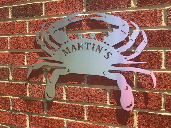 Crab metal art Chesapeake blue Personalized last name est Date Wedding Maryland