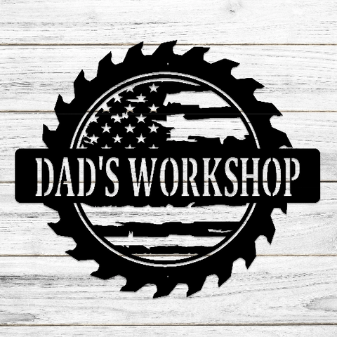 Custom American Flag Workshop Sign | Metal Shop Sign |Dad Shop | Garage Sign | USA | Pop Pop