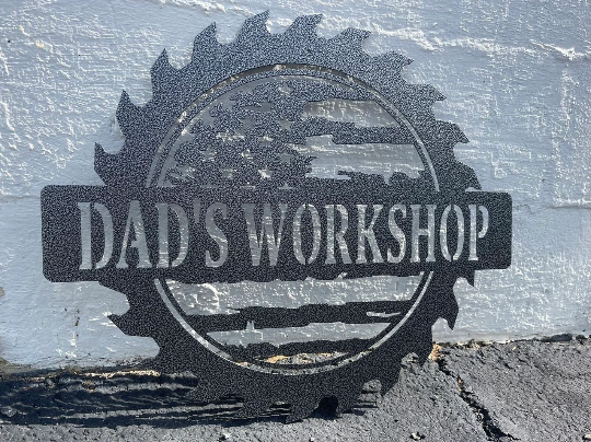 Custom American Flag Workshop Sign | Metal Shop Sign |Dad Shop | Garage Sign | USA | Pop Pop