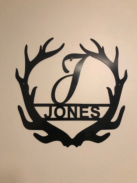 Letter Monogram with Name, Antlers - 002