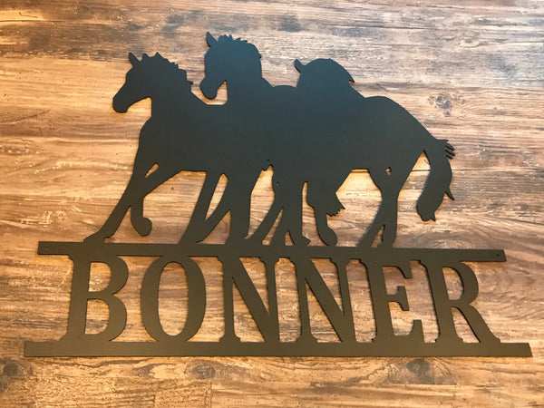 Personalized Name Sign, Horses Running - 008