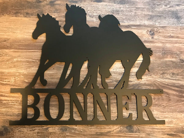 Personalized Name Sign, Horses Running - 008