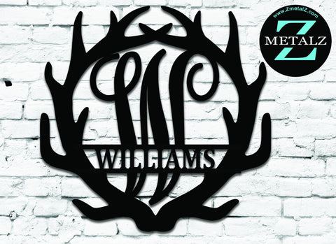 Letter Monogram with Name, Antlers - 001