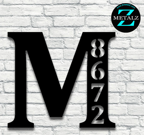 House Numbers with Letter Monogram - 001