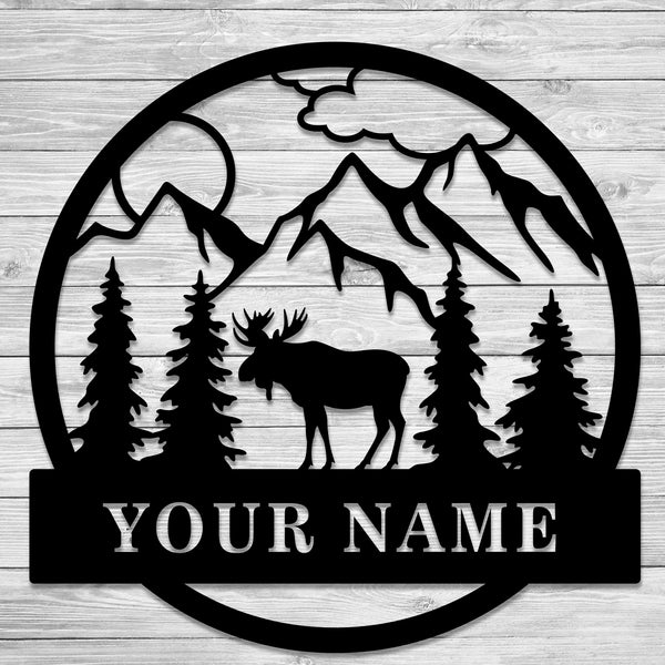 Personalized Name Sign, Moose Scene 2 - 010