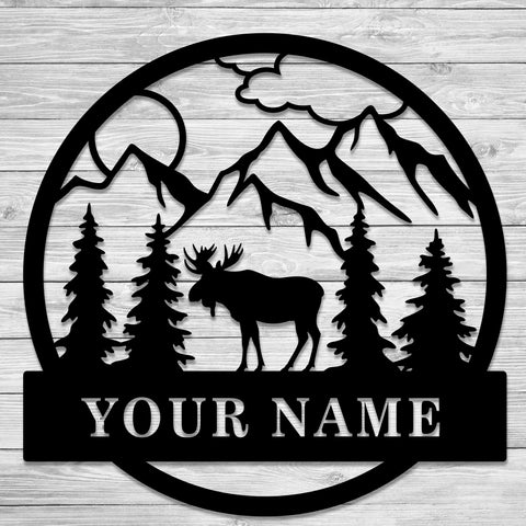 Personalized Name Sign, Moose Scene 2 - 010